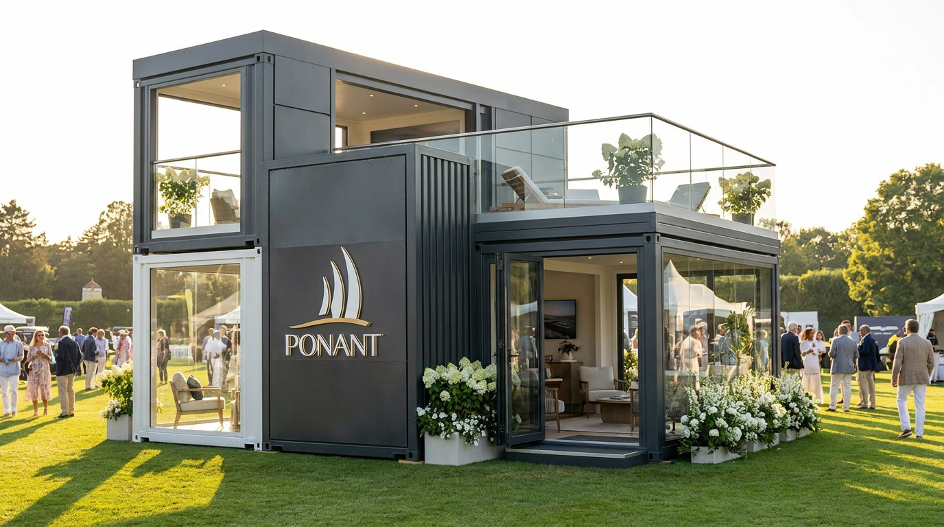 Ponant — Garden Party Residency — Two-storey stacked pavilion